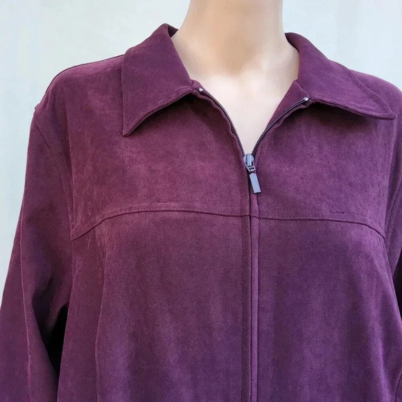 Casual Corner Annex Women's Light Jacket 16W Brown Birgundy Outdoor Zip up - Picture 2 of 11